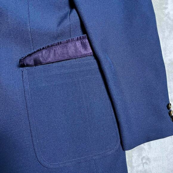 Vintage 60's Blazer Large Navy Groovy Lining Gold Medallion Buttons 70's Party - Picture 4 of 11